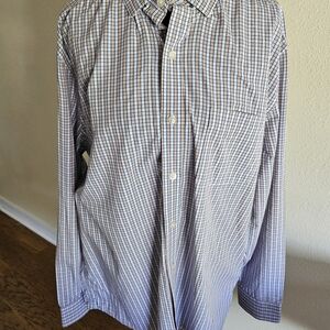 Johnston & Murphy Blue, White, And Tan Button Dress Shirt Sz L